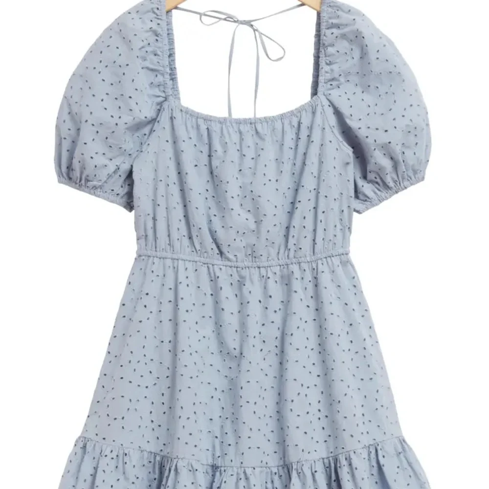Organic Cotton Puff Sleeve Eyelet Dress - Picture 2 of 13